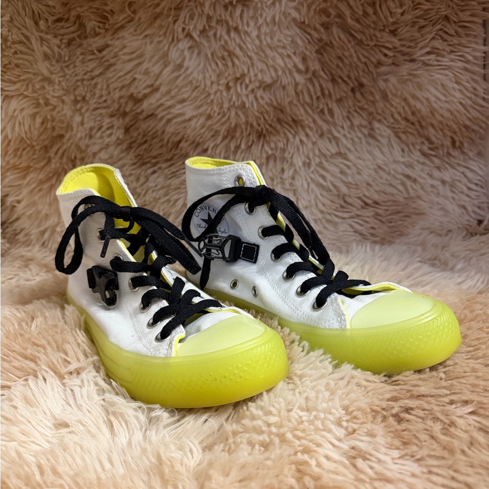 RARE! Converse Chuck Taylor All Star White Neon Sole Hi Top Sneaker
